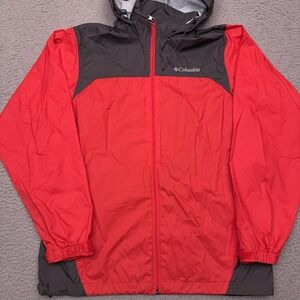 Columbia Glennaker Lake Rain Jacket Men's Small Red Lightweight Stow Hood‎